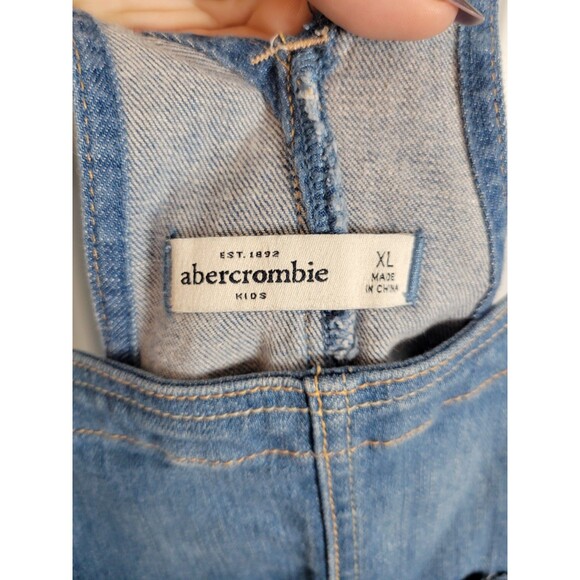 Abercrombie and Fitch Girls Jean Shortalls Size XL - Picture 3 of 5